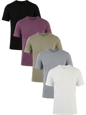Buratti Pamuklu Regular Fit Bisiklet Yaka 5'li Paket T Shirt Erkek T Shirt 59020204S5