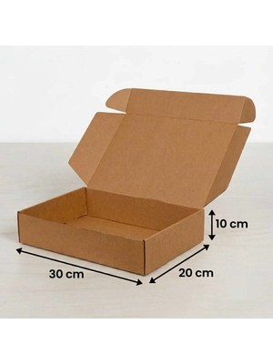 Aybaş Kağıtçılık 30X20X10 (10 Adet) Kilitli E Ticaret Kutusu, Internet ve Kargo Kutusu, Hediye Kutusu, Karton Kutu, Kraft Kutu