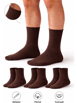 Ducks Socks Erkek Pamuk Dikişsiz Lastiksiz Çorap 3'lü Paket Uzun Konç / Iz Bırakmaz / Sıkmayan Çorap