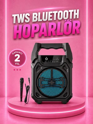 Laraheiser Taşınabilir 6.5” Bluetooth Hoparlör USB Tf Kart Mikrofonlu Şarjlı Sistem