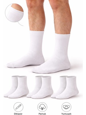 Ducks Socks Erkek Pamuk Dikişsiz Lastiksiz Çorap 3'lü Paket Uzun Konç / Iz Bırakmaz / Sıkmayan Çorap