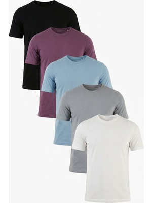 Buratti Pamuklu Regular Fit Bisiklet Yaka 5'li Paket T Shirt Erkek T Shirt 59020204S5