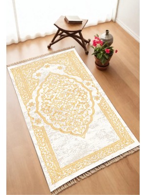 Aymira Home Dekoratif Dijital Baskılı Siyah Kaymaz Taban Seccade Namazlık 75X120