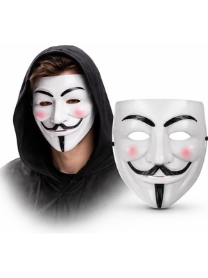 Etorva Store V Mask Premium Vendetta Beyaz Maske (Guy Fawkes Stil)