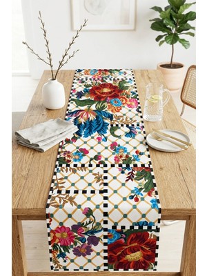 Aymira Home 40X140CM Dokuma Leke Tutmaz Baskılı Tay Tüyü Kumaş Masa Örtüsü Dekoratif Runner Yıkanabilir