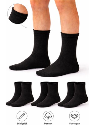 Ducks Socks Erkek Pamuk Dikişsiz Lastiksiz Çorap 3'lü Paket Uzun Konç / Iz Bırakmaz / Sıkmayan Çorap