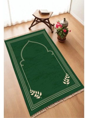 Aymira Home Dekoratif Dijital Baskılı Yeşil Kaymaz Taban Seccade Namazlık 75X120