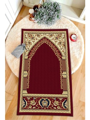 Aymira Home Dekoratif Dijital Baskılı Siyah Kaymaz Taban Seccade Namazlık 75X120