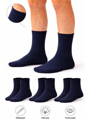 Ducks Socks Erkek Pamuk Dikişsiz Lastiksiz Çorap 3'lü Paket Uzun Konç / Iz Bırakmaz / Sıkmayan Çorap