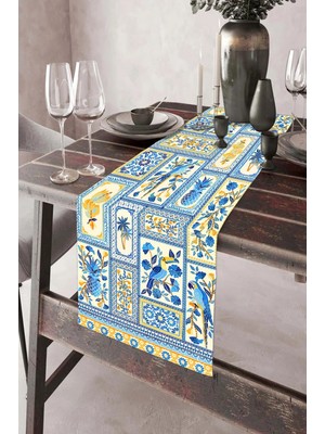 Aymira Home 40X140CM Dokuma Leke Tutmaz Baskılı Tay Tüyü Kumaş Masa Örtüsü Dekoratif Runner Yıkanabilir