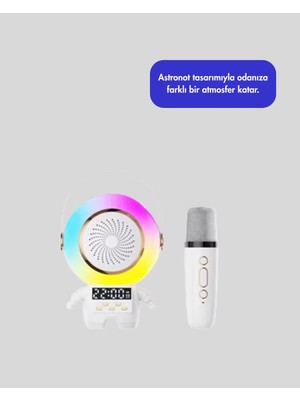 Laraheiser Karaoke Özellikli Astronot Bluetooth Hoparlör Kablosuz Mikrofonlu
