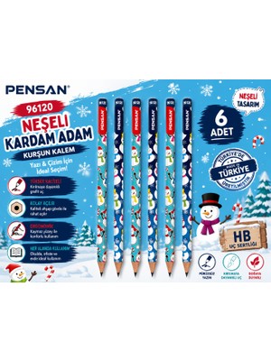 Danacı Kırtasiye Pensan 96120 Kardan Adam Desenli Hb Kurşun Kalem Yazı ve Çizim Kalemi Okul Kırtasiye 6 Adet