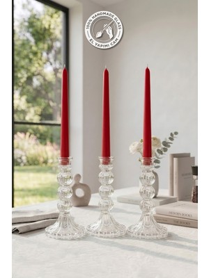 Glamis Selen Concept Linea Model Cam Şamdan & Mumluk Büyük Boy 3'lü Set