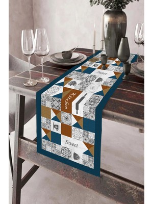 Aymira Home 40X140CM Dokuma Leke Tutmaz Baskılı Premium Tay Tüyü Kumaş Masa Örtüsü Dekoratif Runner Yıkanabilir