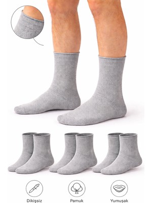 Ducks Socks Erkek Pamuk Dikişsiz Lastiksiz Çorap 3'lü Paket Uzun Konç / Iz Bırakmaz / Sıkmayan Çorap