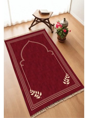 Aymira Home Dekoratif Dijital Baskılı Bordo Kaymaz Taban Seccade Namazlık 75X120