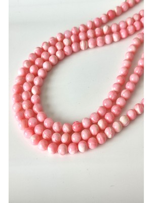 c-bhadu naturel Sertifikalı 8 mm Pembe Doğaltaş Dizi