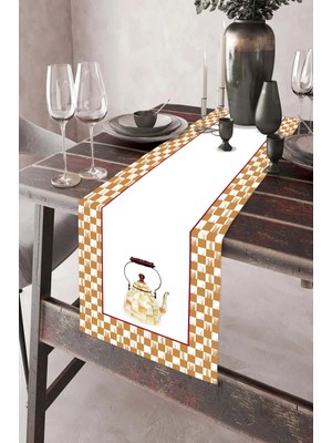 Aymira Home 40X140CM Dokuma Leke Tutmaz Baskılı Tay Tüyü Kumaş Masa Örtüsü Dekoratif Runner Yıkanabilir