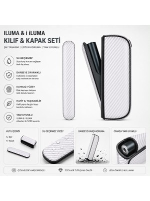 Zigver Iqos Kılıfı Kapaklı Kılıf Beyaz Desenli (Terrea ile Çalışan Cihaza Uygundur)Sadece Kılıftır
