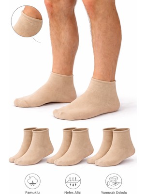 Ducks Socks Erkek Pamuk Dikişsiz Lastiksiz Çorap 3'lü Paket Kısa Konç / Iz Bırakmaz / Sıkmayan Çorap