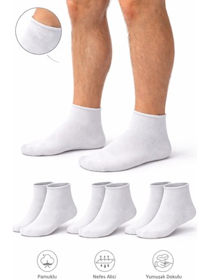 Ducks Socks Erkek Pamuk Dikişsiz Lastiksiz Çorap 3'lü Paket Kısa Konç / Iz Bırakmaz / Sıkmayan Çorap