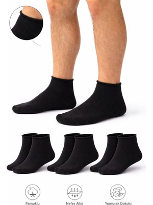 Ducks Socks Erkek Pamuk Dikişsiz Lastiksiz Çorap 3'lü Paket Kısa Konç / Iz Bırakmaz / Sıkmayan Çorap