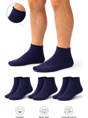 Ducks Socks Erkek Pamuk Dikişsiz Lastiksiz Çorap 3'lü Paket Kısa Konç / Iz Bırakmaz / Sıkmayan Çorap