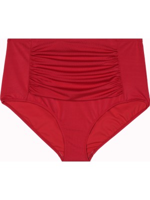 No Gossip Büyük Beden Drape Detaylı Toparlayıcı Yüksek Bel Kadın Bikini Alt