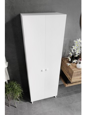 Kznmob Home 2 Kapaklı 5 Bölmeli Geniş Çok Amaçlı Banyo Dolabı - Tamamı 1. Kalite Mdf