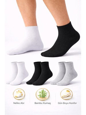 Ducks Socks Erkek Kısa Konç Bambu Çorap 3’lü Dikişsiz Terletmeyen Ultra Yumuşak Nefes Alabilir Premium Çorap