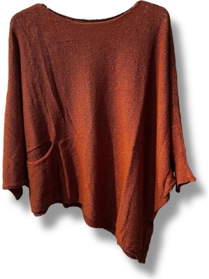 Oversize Cepli Merserize Bluz | 38-52 Beden Uyumlu Rahat Kalıp Triko