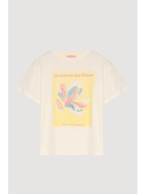 Quzu 24Y180223 Baskı Detaylı Kadın T-Shirt