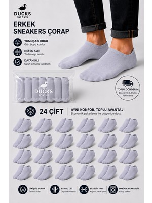 Ducks Socks Erkek Bambu 24'lü Set Dikişsiz Yıkamalı Sneakers Çorap