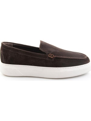 Bambi Kahve Süet Hakiki Deri Erkek Loafer Ayakkabı E01811040102