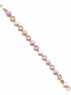 Sose Moda Sıralı Kalp Motifli Işıltılı Xuping Bileklik - Pembe