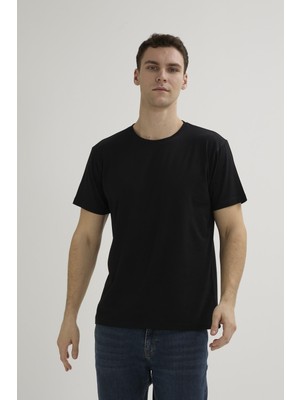 Kly Erkek Kısa Kol Bisiklet Yaka Basic Modal Siyah T-Shirt C1T2N5