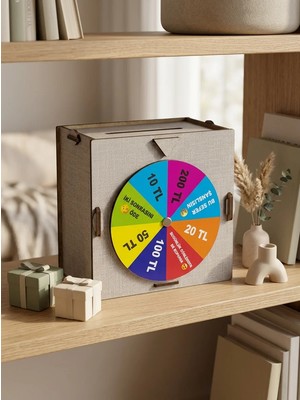 Renklime Eğlenceli Tasarruf Çarklı Felek Ahşap Para Biriktirme Kutusu