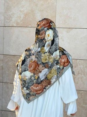 Qalortex Scarf Pamuklu Gonca Desen Eşarp - Küf Yeşil