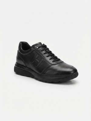 Growish GD0128 Hakiki Deri Büyük Numara 44 45 46 Numara Akıllı Bağcık Kaydırmaz Güçlü Taban Ekonomik Siyah Günlük Sneaker Erkek Ayakkabı