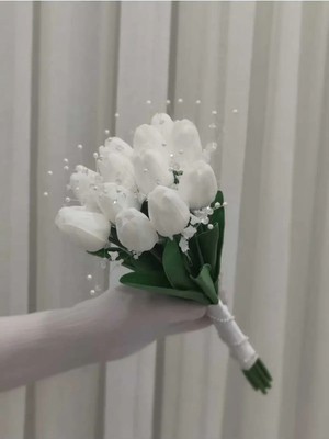 Bioren Incili Lale Gelin Çiçeği 13+1 Adet Damat Çiçeği Dahil