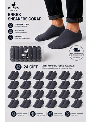 Ducks Socks Erkek Bambu 24'lü Set Dikişsiz Yıkamalı Sneakers Çorap