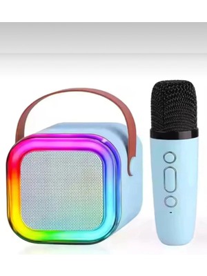 sbodurhome Taşınabilir Işıklı Mikrofonlu Çocuk Karaoke Hoparlör Seti, Çoklu Bağlantı ve Şarj Edilebi