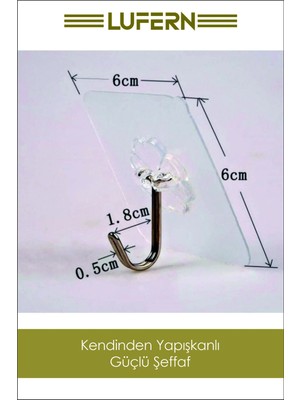 Lufern Özel Üretim Kendinden Yapışkanlı Askı Şeffaf Güçlü Anahtar Kapı Duvar Metal Kanca Çok Amaçlı