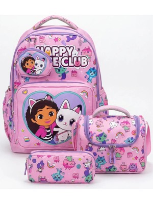 Çantaland 4’lü Set, Kız Çocuk Desenli Ilkokul Okul Çantası + Beslenme Çantası + Kalemlik + Silgilik