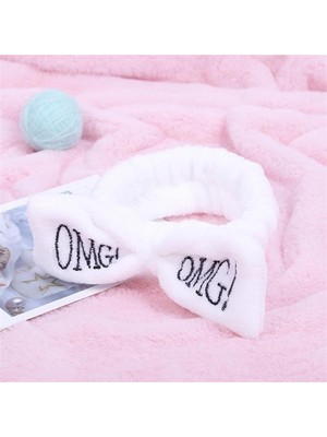 Çılgıntrend Fiyonklu Omg Mercan Peluş Saç Bandı Bandana Beyaz