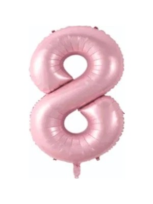 Tatlı Günler Folyo Balon 8 Rakamı Helyum Balon 76 cm Pembe Renk - Retro 8 Yaş
