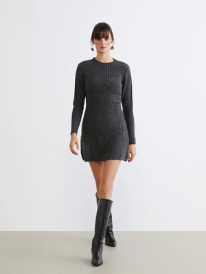 Lc Waikiki Yeni Sezon Bisiklet Yaka Peplum Mini Triko Elbise