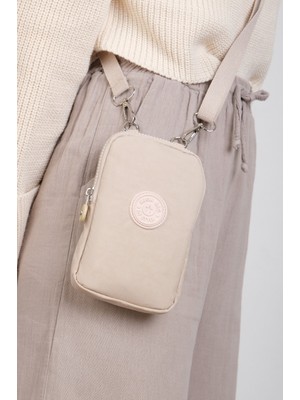 Nemo Bags Krem Cüzdan, Telefonluk, Crinkle Su Geçirmez Kumaş, Çapraz Askılı Omuz Çantası, 18X11CM