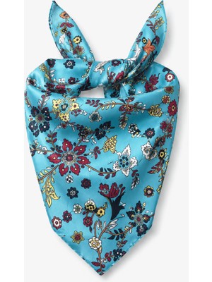 Walkenzo Lara Çiçek Desenli %100 Pamuklu Çok Amaçlı Bandana Fular