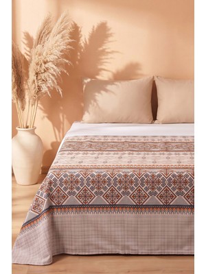 Vizon Etnik Desenli Çift Kişilik Baskılı Pike & Yatak Örtüsü 200X230 cm